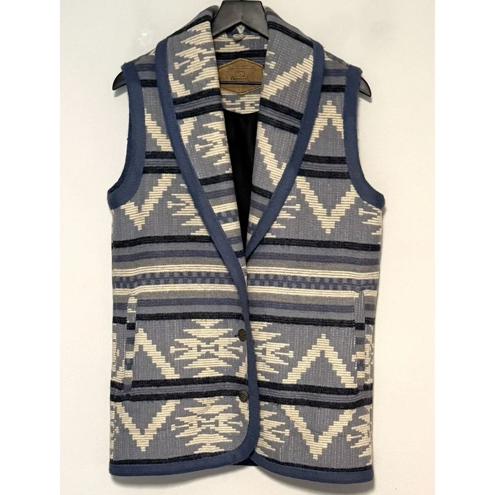 Vintage Woolrich Women's Wool Indian Blanket Vest Small Southwest Cabin Core